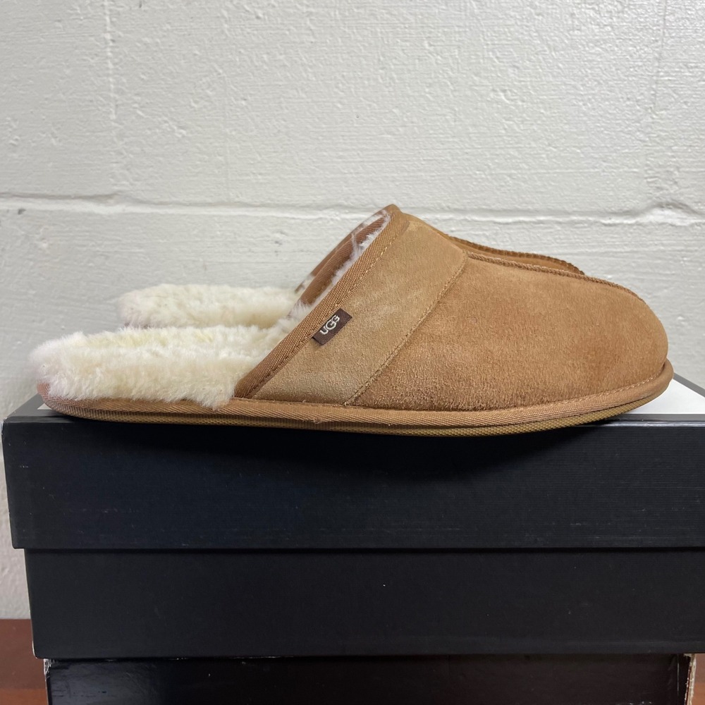 UGG Leisure Slide Sheepskin Brown Suede Slipper Slip On Men's Size 12 US/11 UK
